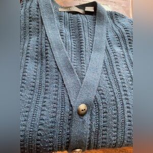 Oscar De La Renta Vintage Button Down Cardigan - Size L Blue Cotton Blend